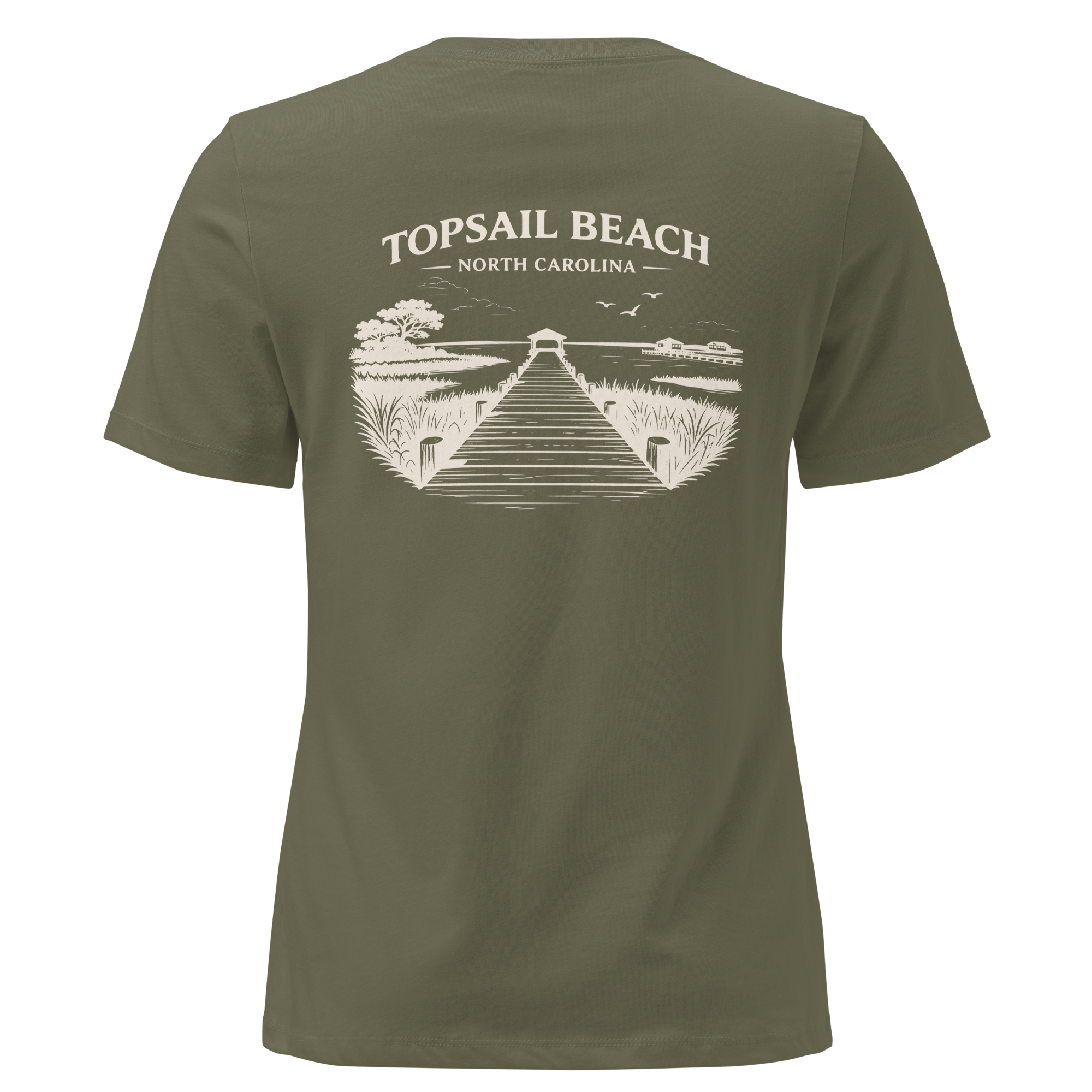 Topsail Beach NC - On the Dock- Women's Relaxed T-Shirt