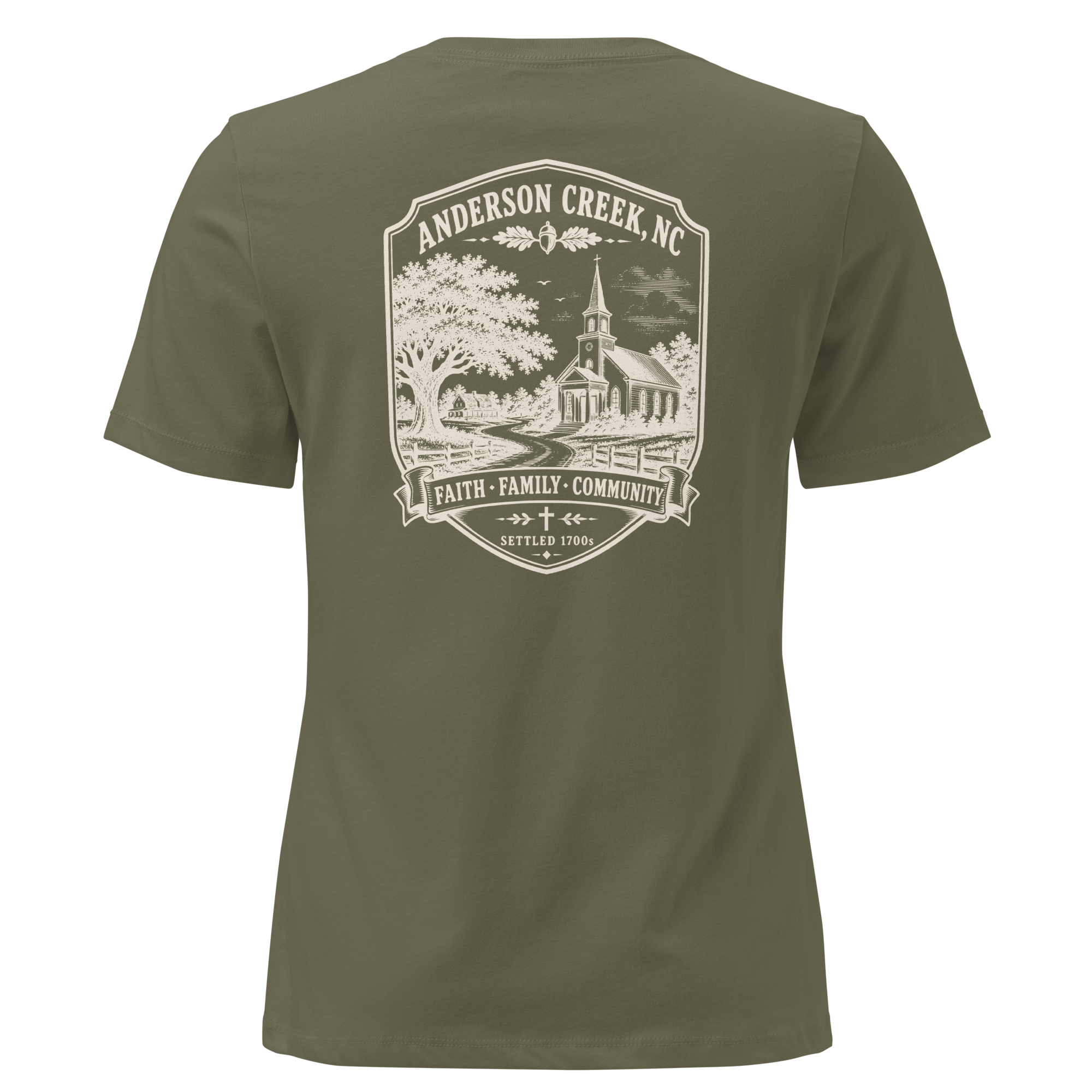 Anderson Creek, NC - Faith, Family, Community - Women's Relaxed T-Shirt