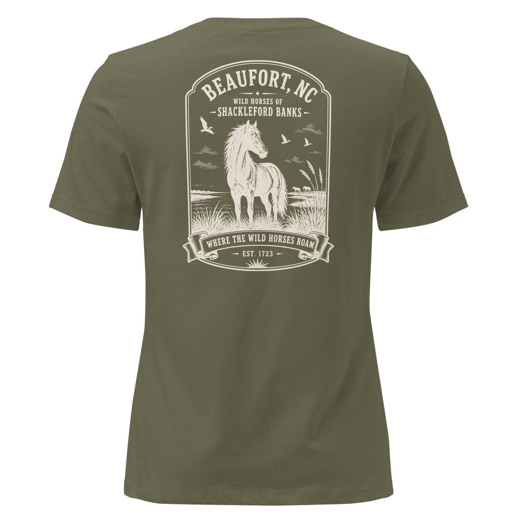 Beaufort, NC - Wild Horses of Shackleford Banks - Women's Relaxed T-Shirt
