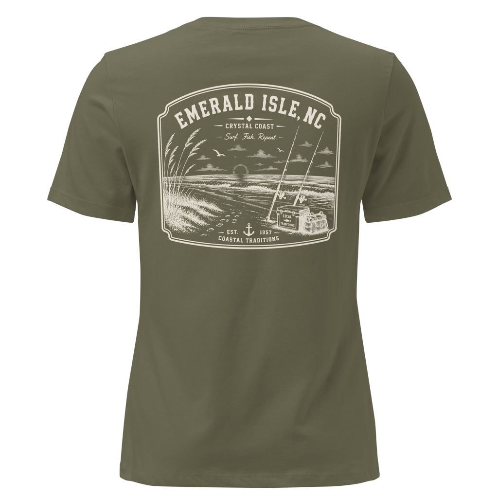 Emerald Isle NC - Surf, Fish, Repeat - Women's Relaxed T-Shirt