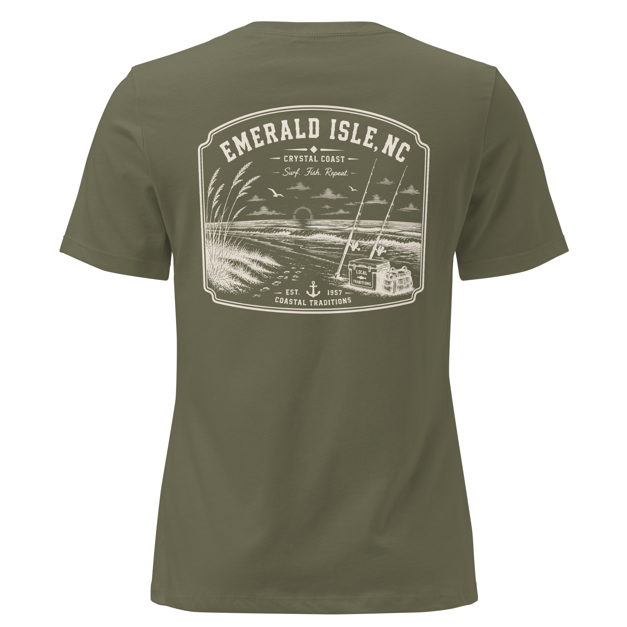 Emerald Isle NC - Surf, Fish, Repeat - Women's Relaxed T-Shirt