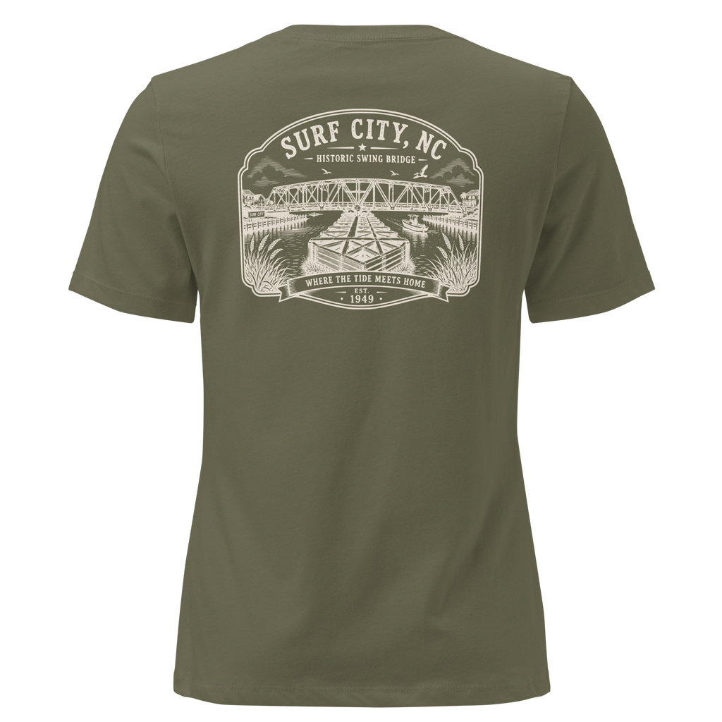 Surf City, NC - Swing Bridge - Women's Relaxed T-Shirt