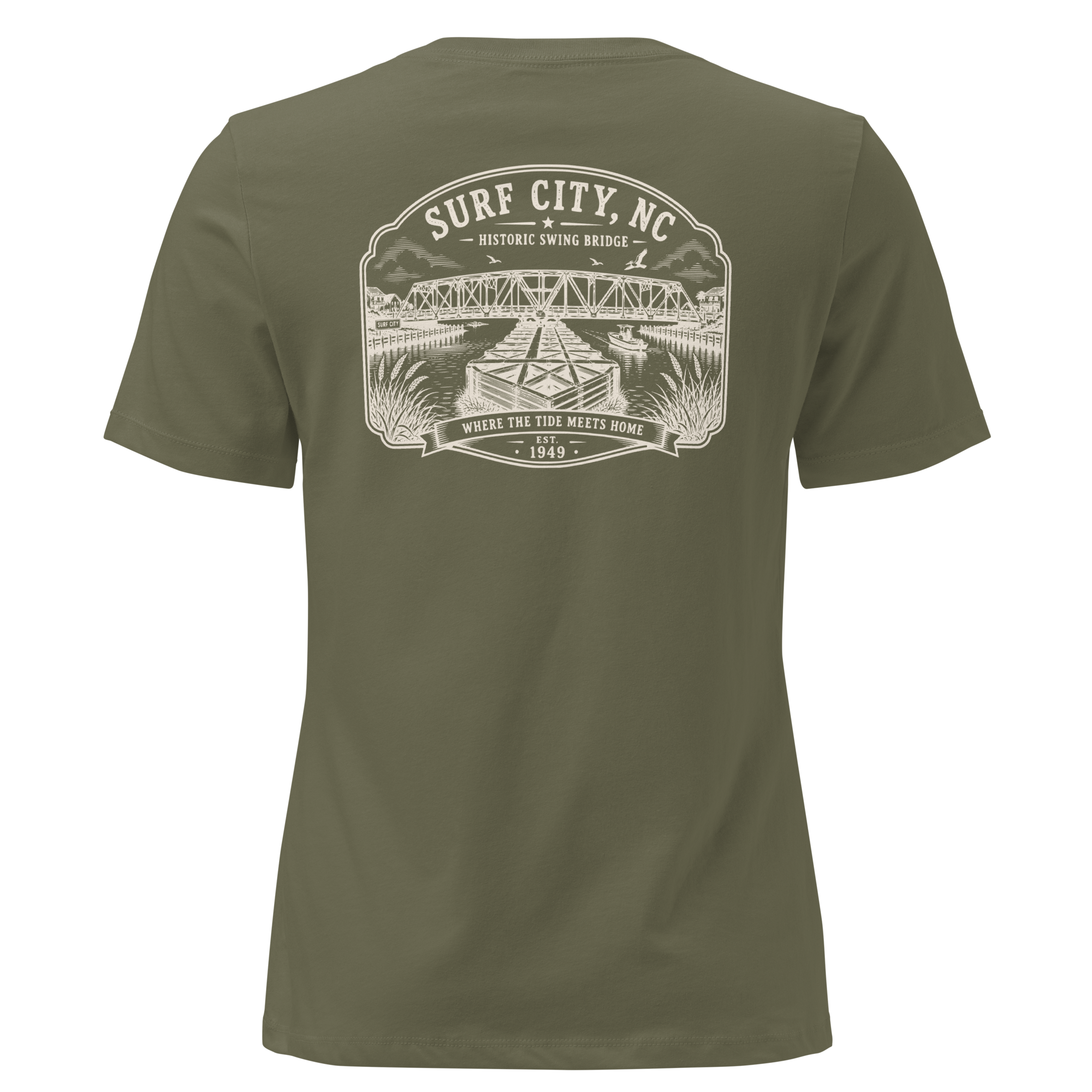 Surf City, NC - Swing Bridge - Women's Relaxed T-Shirt