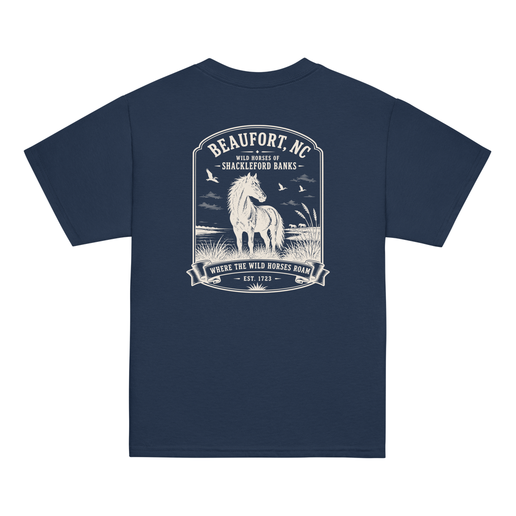 Beaufort, NC - Wild Horses Of Shackleford - Youth Classic Tee