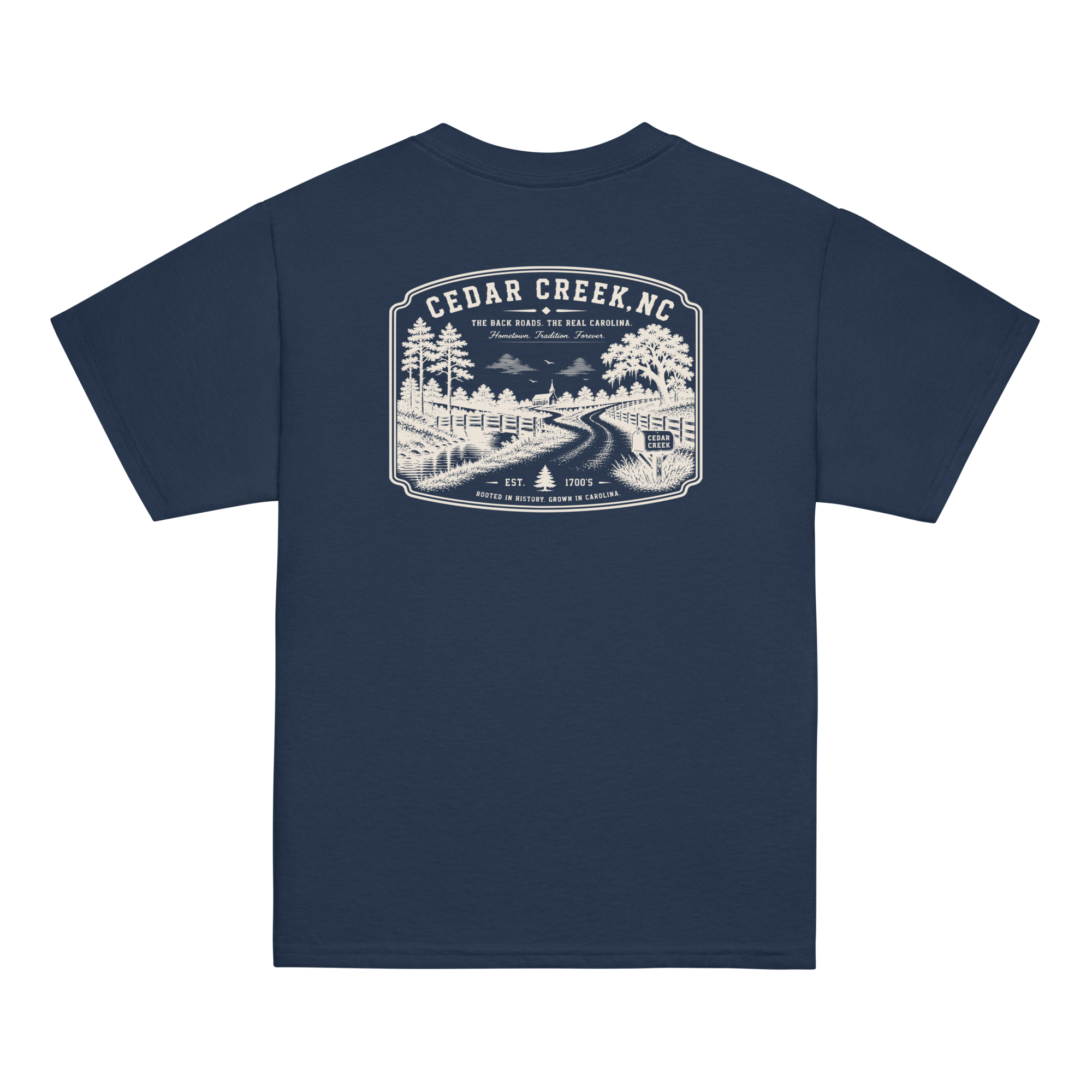 Cedar Creek, NC - The Back Roads - Youth Classic Tee