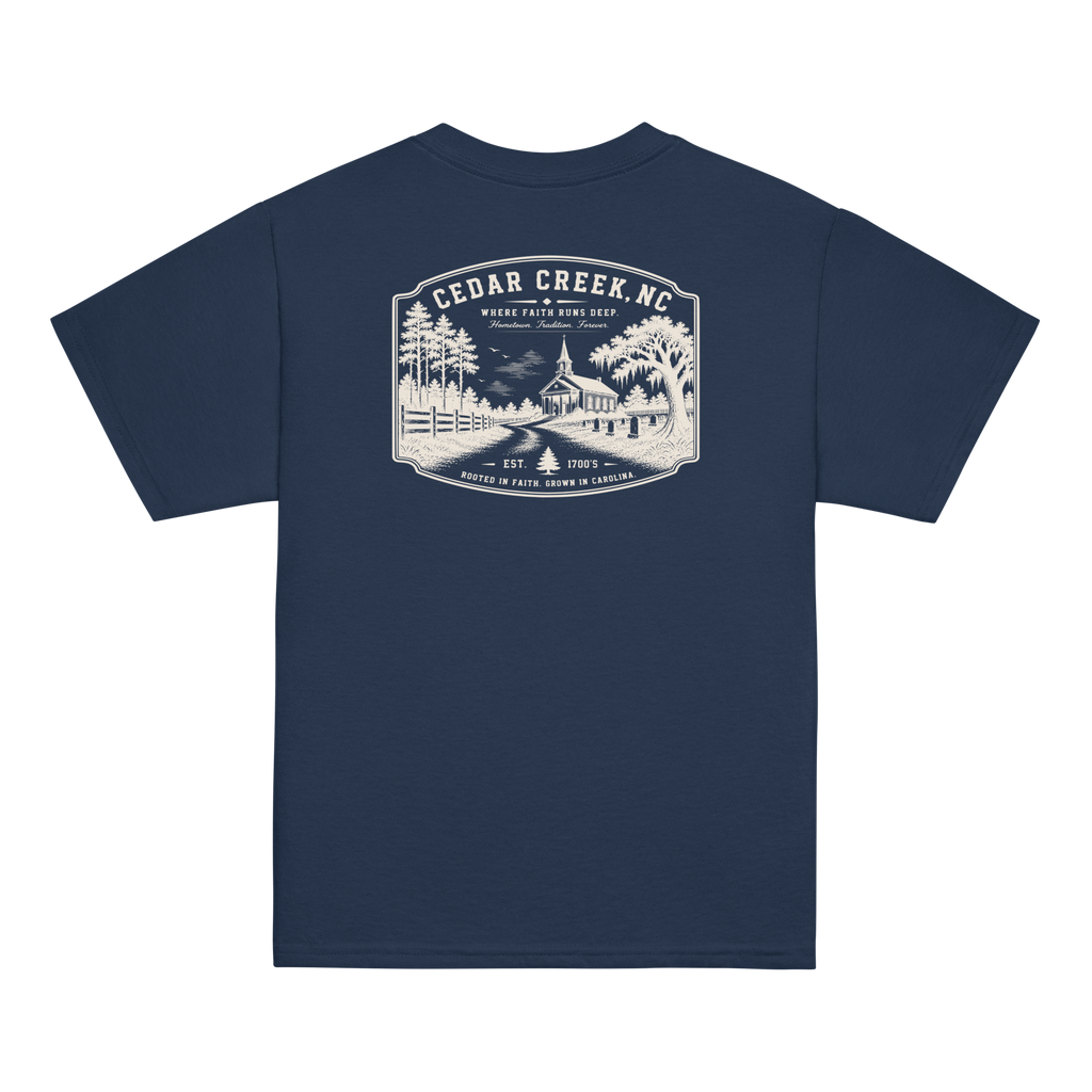 Cedar Creek, NC - Rooted In Faith - Youth Classic Tee