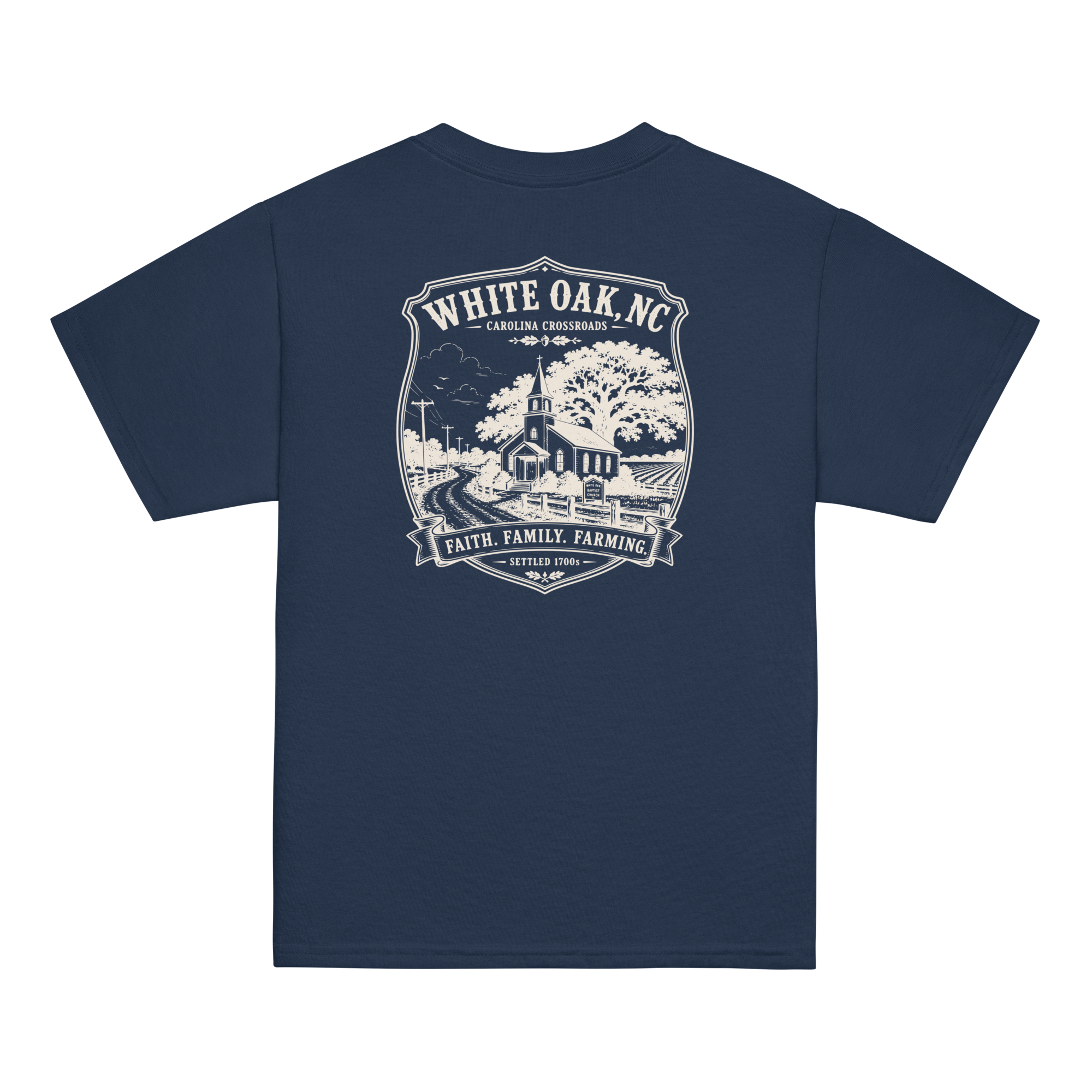 White Oak, NC - Faith, Family, Farming - Youth Classic Tee