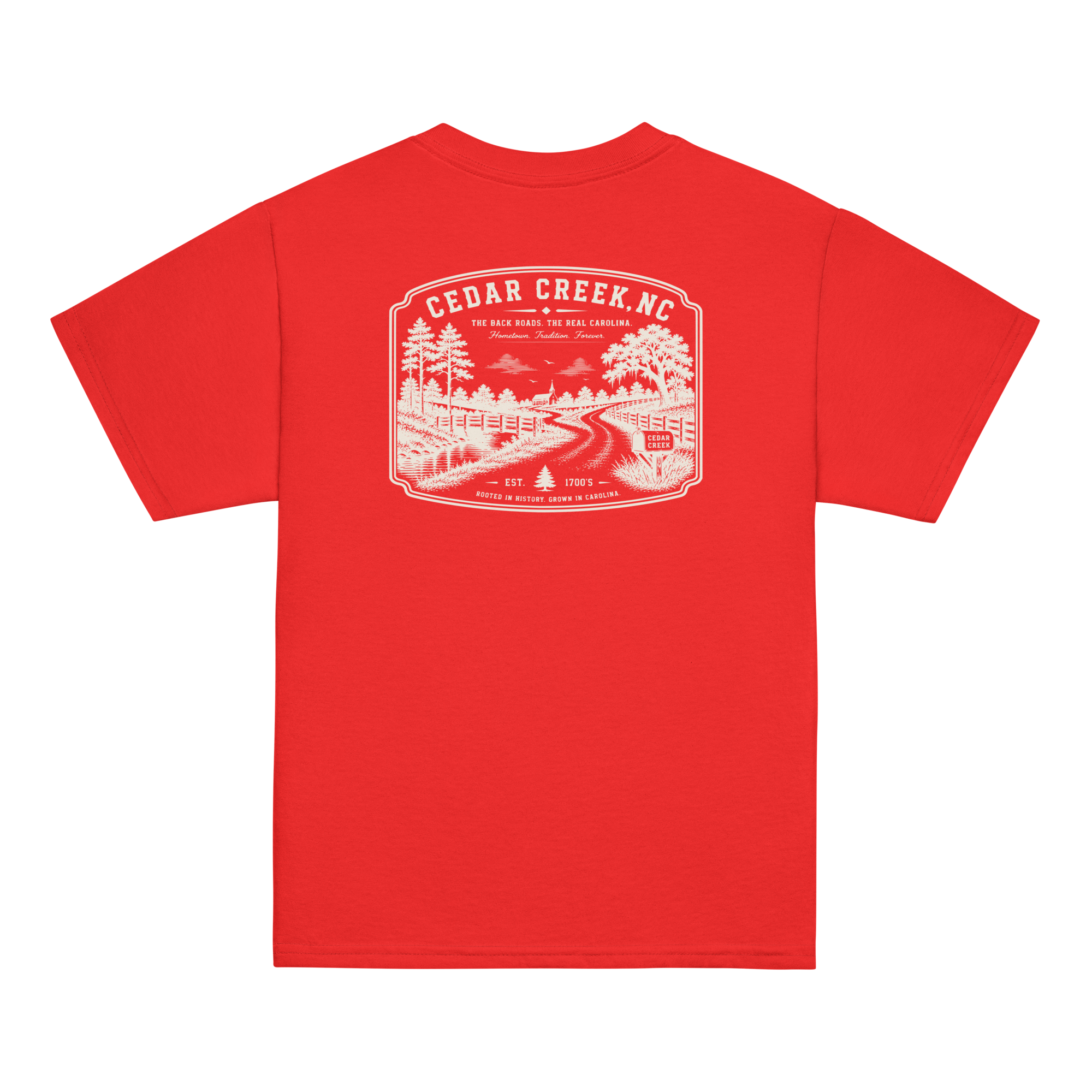 Cedar Creek, NC - The Back Roads - Youth Classic Tee