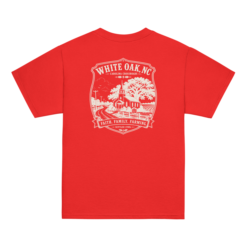White Oak, NC - Faith, Family, Farming - Youth Classic Tee
