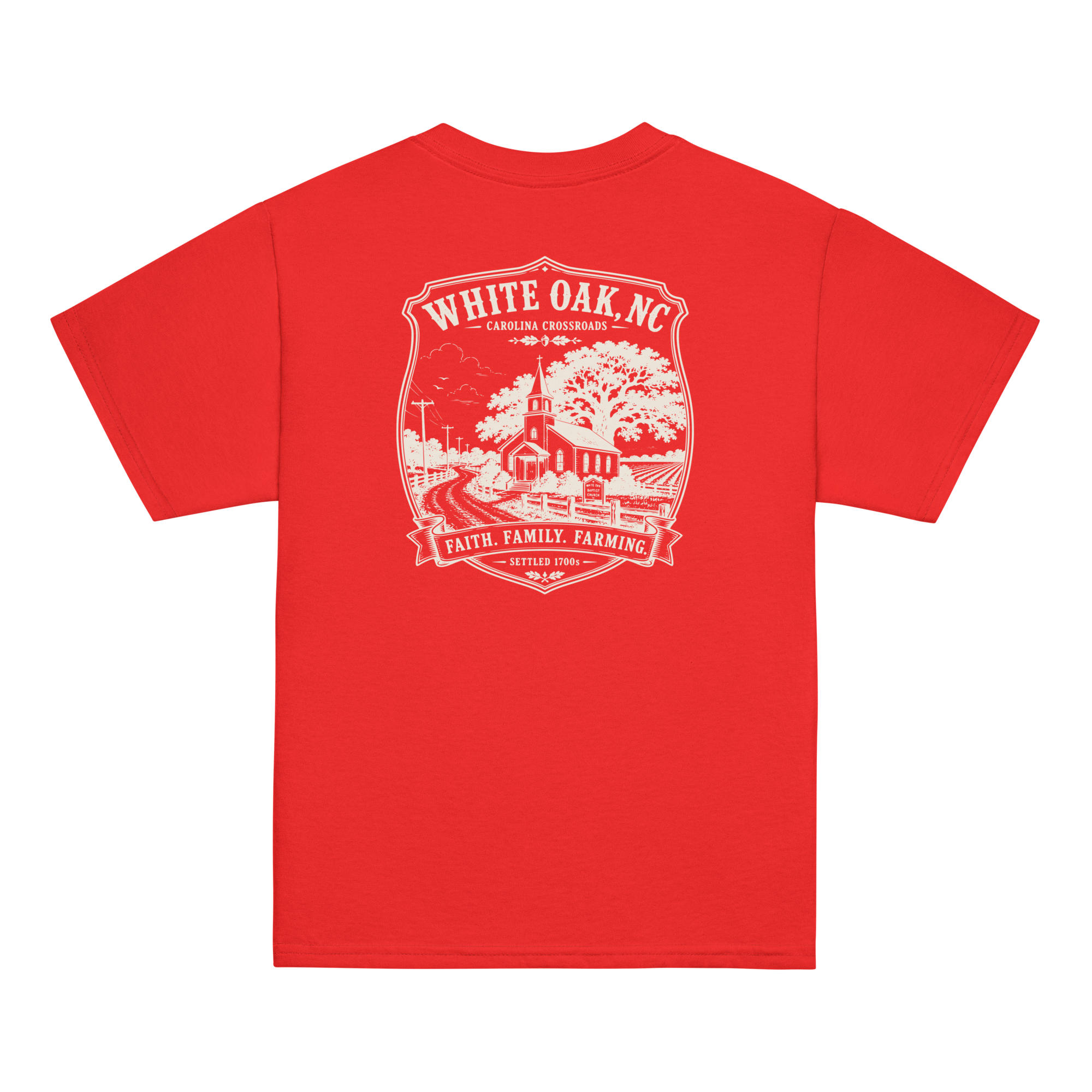 White Oak, NC - Faith, Family, Farming - Youth Classic Tee