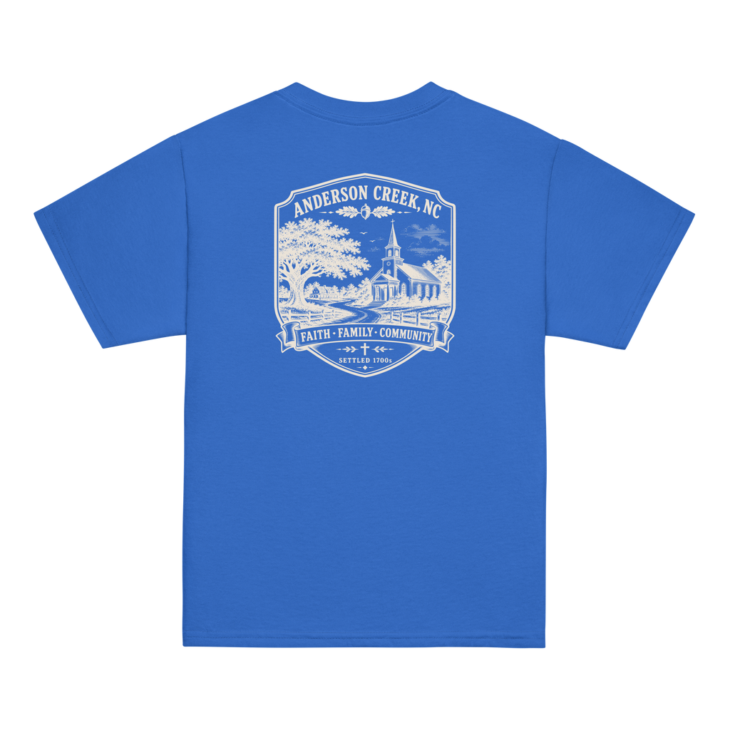Anderson Creek, NC - Faith, Family, Community - Youth Classic Tee
