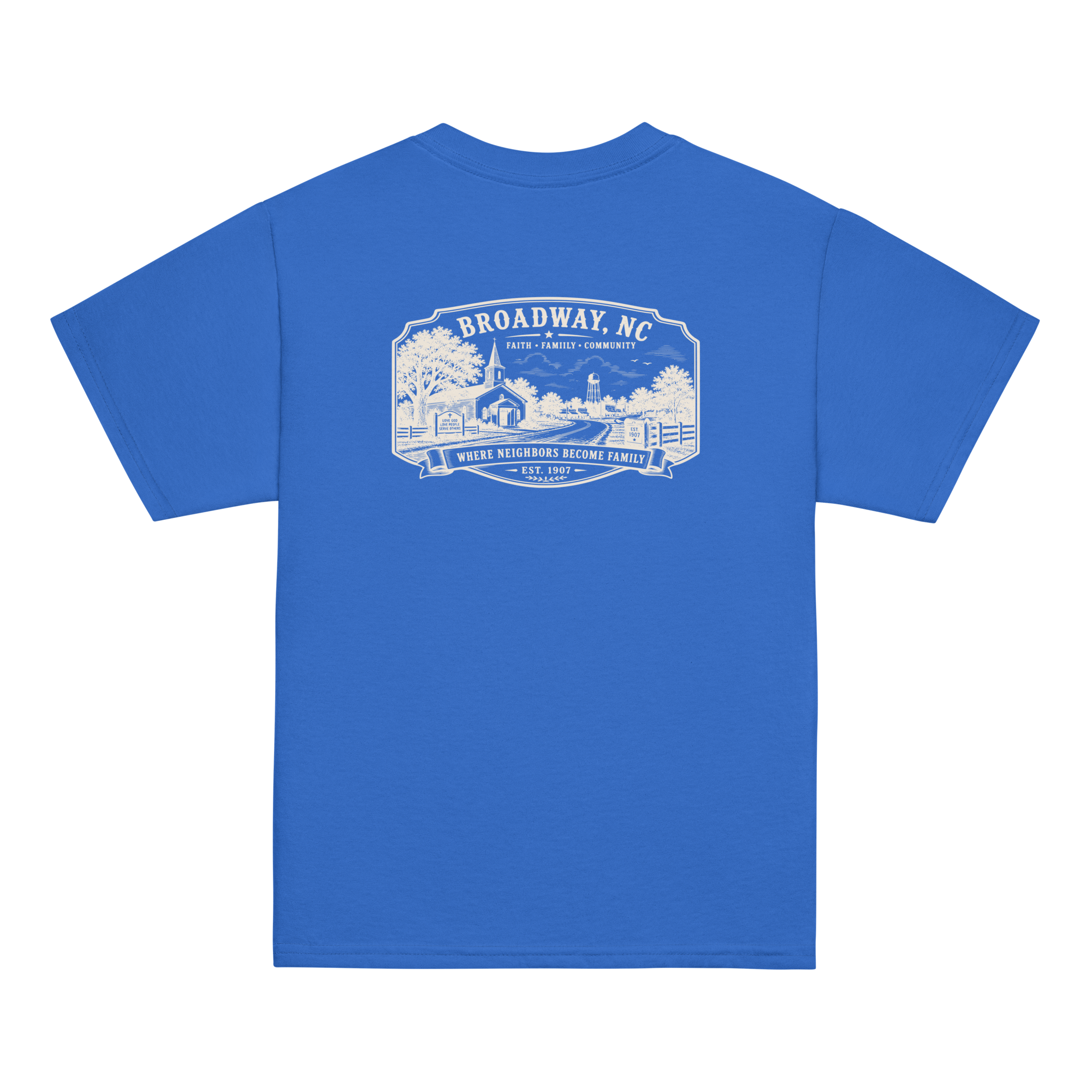 Broadway, NC - Faith, Family, Community - Youth Classic Tee