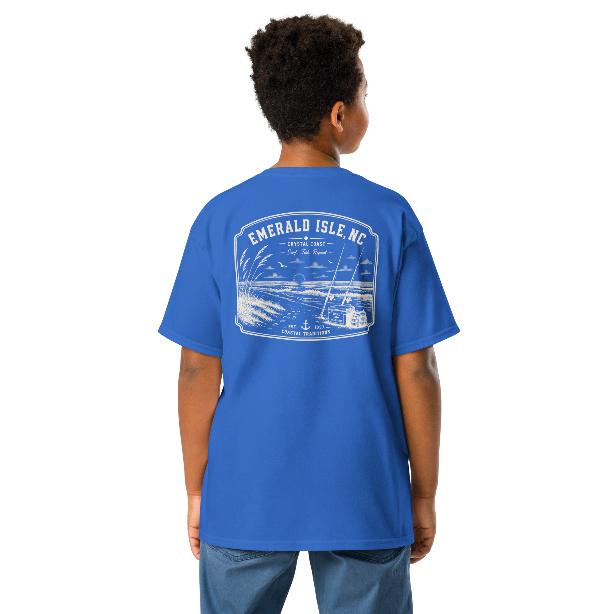Emerald Isle, NC - Surf. Fish. Repeat - Youth Classic Tee