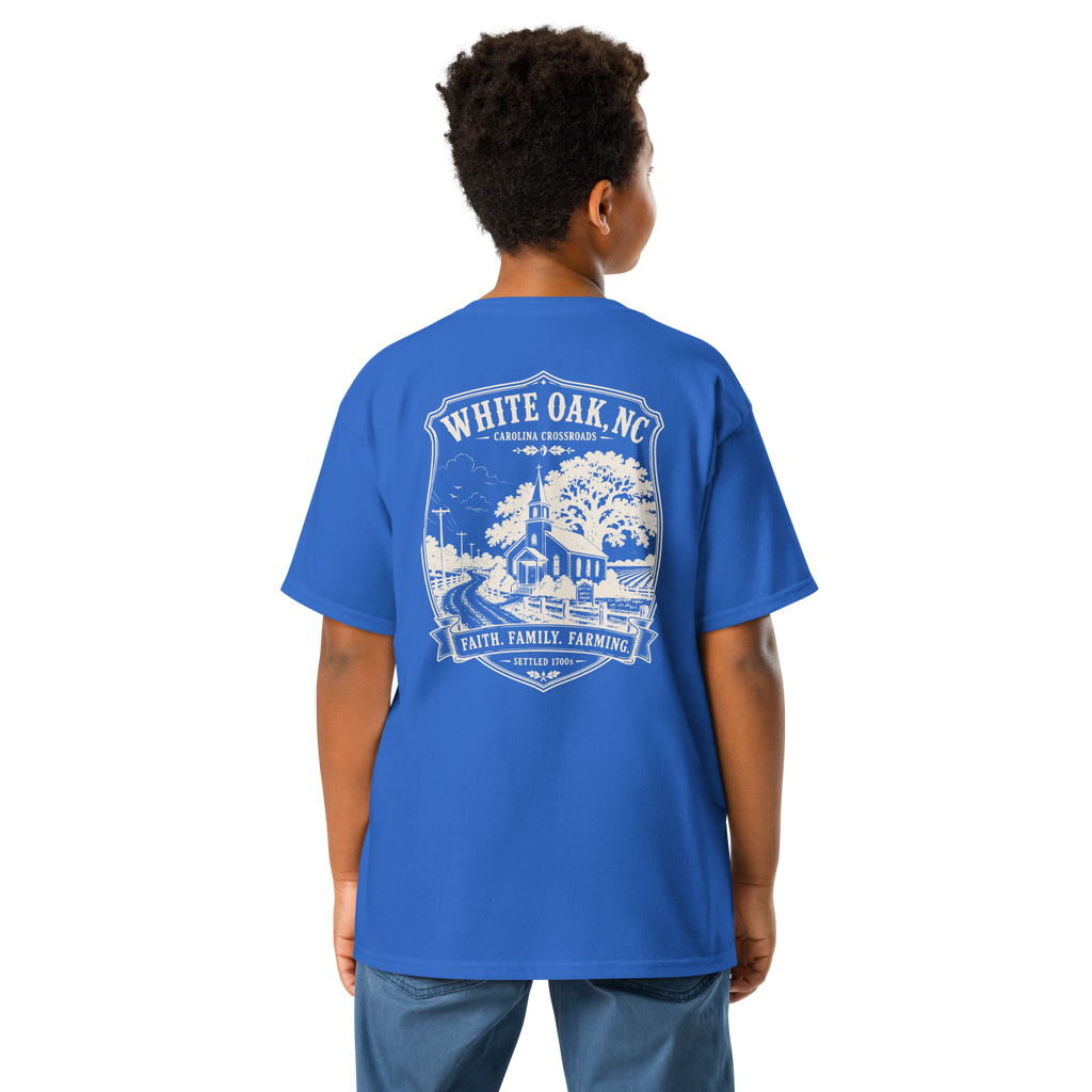 White Oak, NC - Faith, Family, Farming - Youth Classic Tee