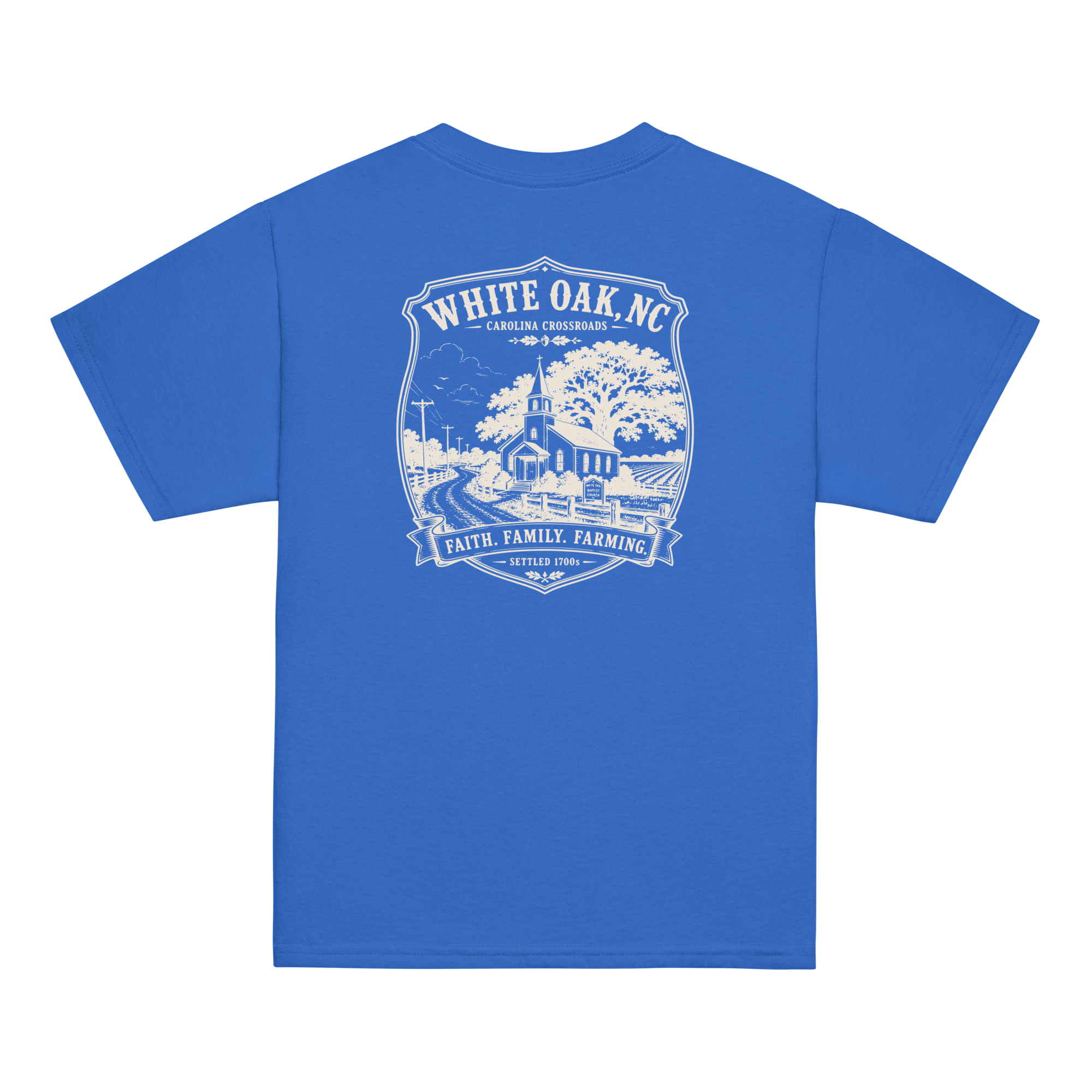 White Oak, NC - Faith, Family, Farming - Youth Classic Tee